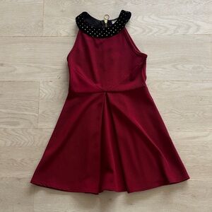 Sally Miller Maroon Dress with Black Studded Collar